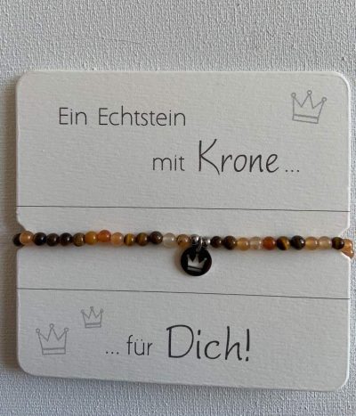 Armband Tigerauge mit Krone