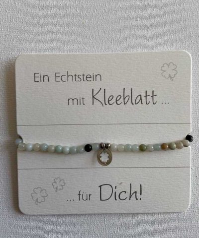 Armband Buntfeldspat mit Kleeblatt